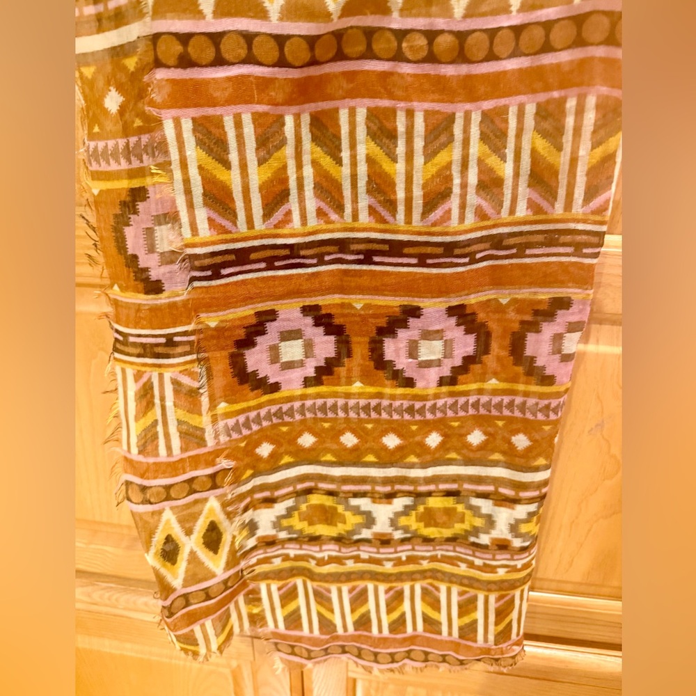 Aztec Patterned Multicolor Long Scarf - Picture 5 of 11